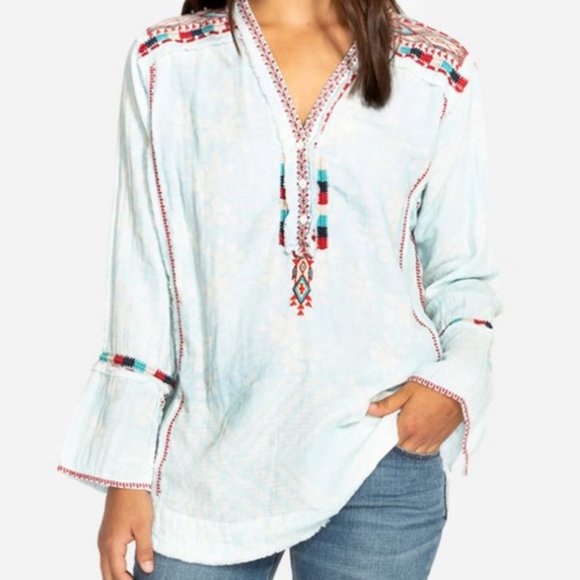 Johnny Was Tops - NWT Johnny Was Moby Gauze Embroidered Tunic Top XS